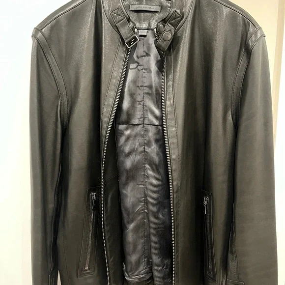John Varvatos Dark Leather Jacket - Picture 3 of 8